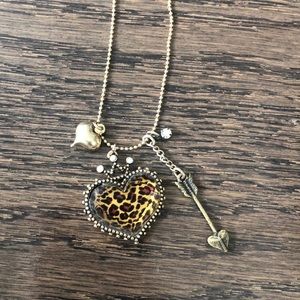 Gold Leopard Hearts and Arrow necklace